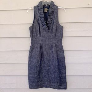 Taylor denim ruffle collar sheath dress